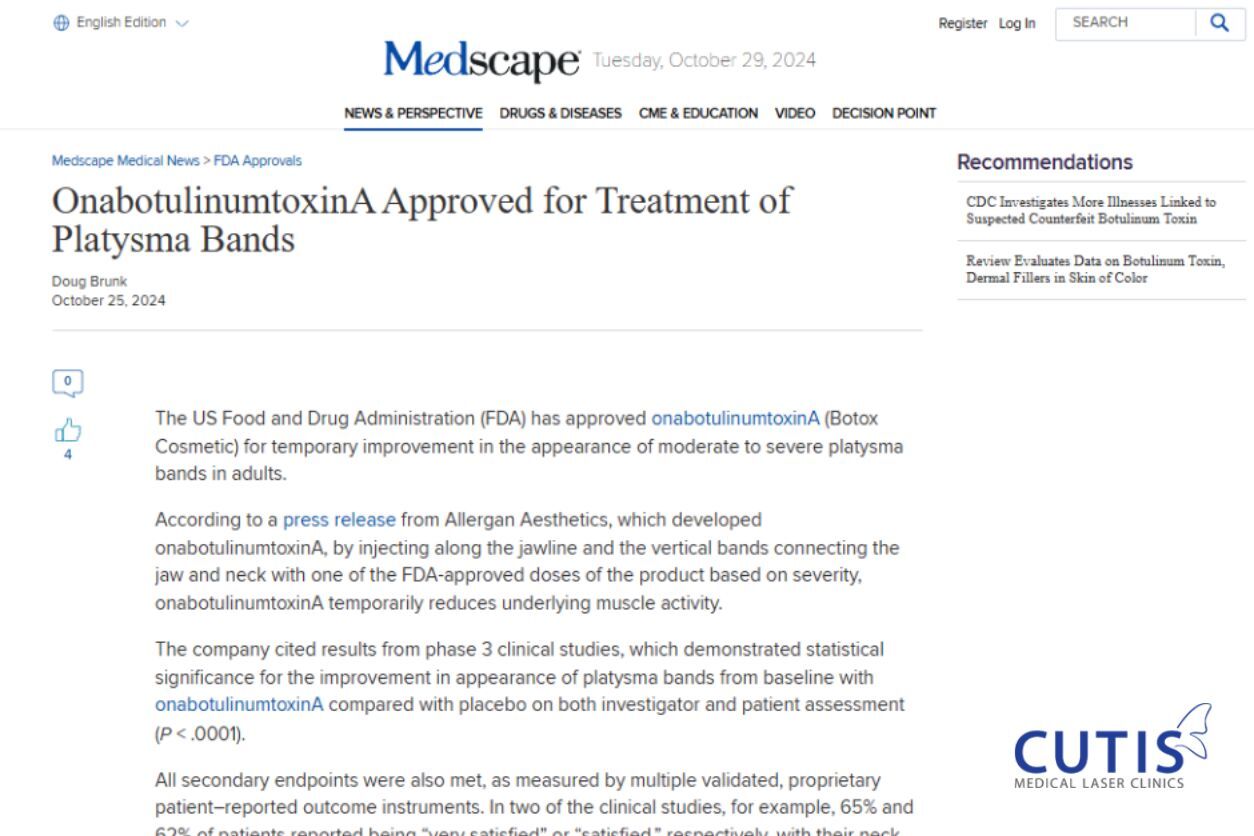 US FDA Approves OnabotulinumtoxinA for Platysma Bands